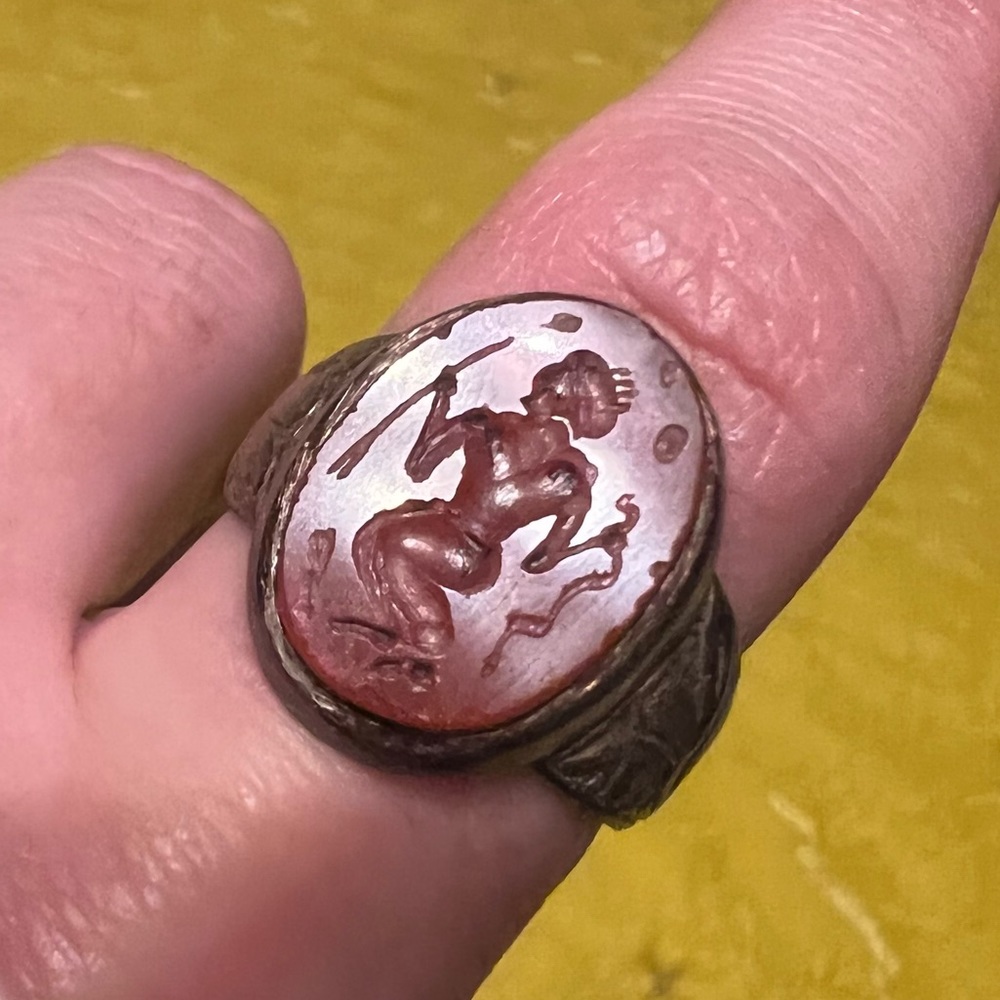 Vintage Victorian Carnelian Intaglio Ring Antique